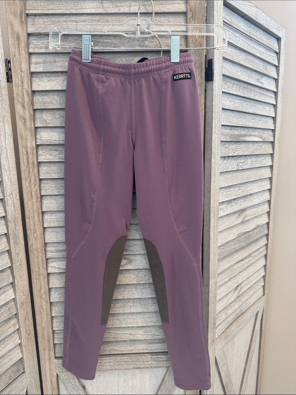 Kerrits Girls' size M Dusty Mauve Riding Leggings with Grey Knee Patches